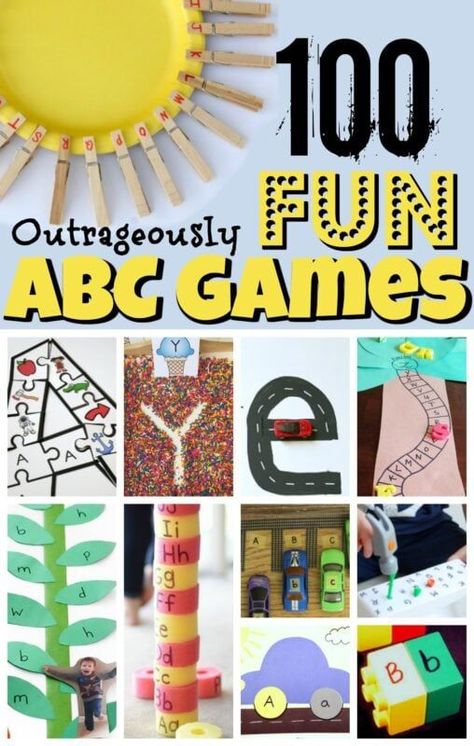 Are your children working on learning their letters? Here are over 100 outrageously fun and creative ABC Games you need to see! These alphabet games for kindergarten, toddler, preschool, pre-k, and first graders are fun to try at home with parents, classroom with their teachers, or as homeschooling families. From hands on letter activities to letter matching, tracing letters to free ABC pintables, we’ve got everything you need to teach kids their letters from A to Z. Abc Games For Kids, Playdough To Plato, Abc Games, Abc Activities, Kindergarten Games, Alphabet Games, Preschool Literacy, Preschool Letters, Letter Activities