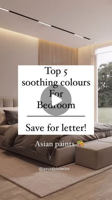 Gaurab Paik | Interior designer on Instagram: "✨Top 5 Soothing colours for Bedroom 🎨 Save for later 📩  🙋If you’re new here: 🌟 Follow us @gaurabinterior for daily Interior inspiration and the latest design news. [ Interior design , Door designs , Interior decor , Design Inspiration , Trending designs , Luxury Interiors ]  #interiordesignideas  #designinspo #bedroomdecor #interior #asianpaints" Colour Combination For Bedroom Furniture, Latest Bedroom Colour Ideas, Room Color Ideas Bedroom Paint Design, Latest Door Designs For Bedroom, Bedroom Colours 2024, Colours For Bedroom, Colour For Bedroom, Home Colour Idea Paint Colors, Colour Combination For Bedroom