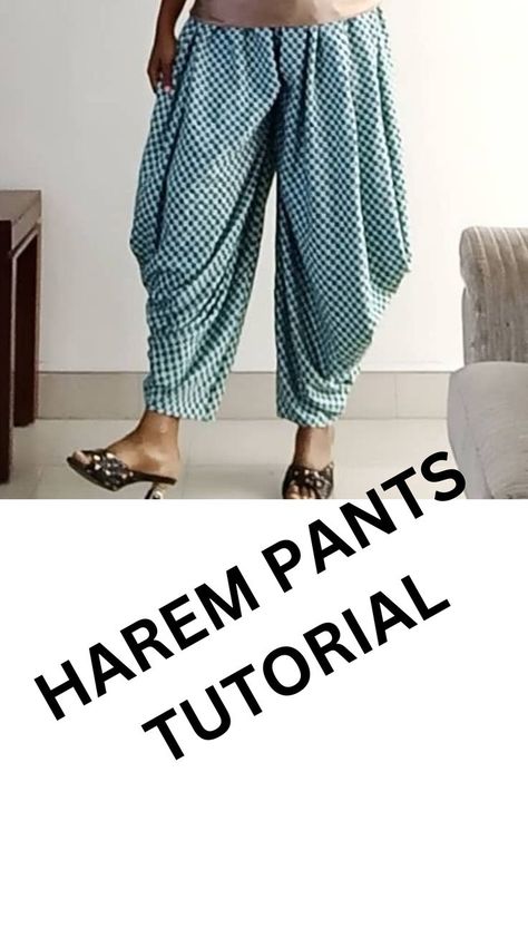 In this tutorial, I demonstrated how to draft, cut, and sew oriental-style draped geometric pants also called harem pants. Draped Pants, Pants Tutorial, Drape Pants, Tandoori Masala, Type Of Pants, Harem Pants, Sewing, Pants, Trousers