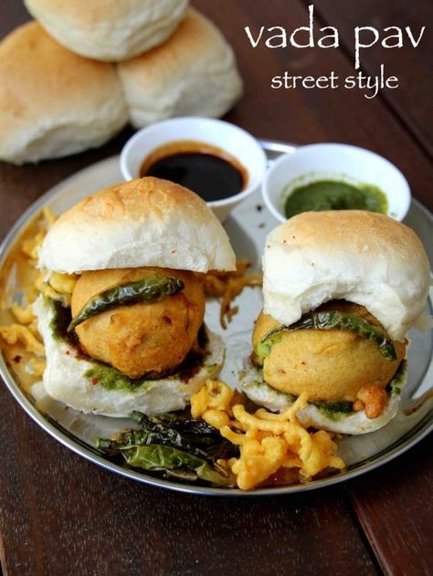 vada pav recipe | how to make vada pav | wada pav recipe Vada Pav Recipe, Batata Vada, Pav Recipe, Hebbar's Kitchen, Indian Street Food Recipes, Indian Street Food, Indian Snack Recipes, Indian Snacks, Indian Food Recipes Vegetarian