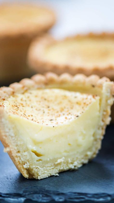 Mini Egg Tart, Custard Tart Recipe Easy, Belfast Food, Egg Custard Tart Recipe, Handheld Desserts, Custard Egg, Egg Custard Tarts, Egg Custard Tart, Custard Tart Recipe