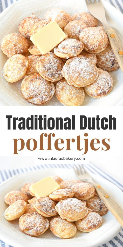 Poffertjes Recipe Easy, Dutch Poffertjes, Dutch Baking, Dutch Pancakes Recipe, Traditional Dutch Recipes, Poffertjes Recipe, Mini Pancakes Recipe, Dutch Waffles, Dutch Breakfast