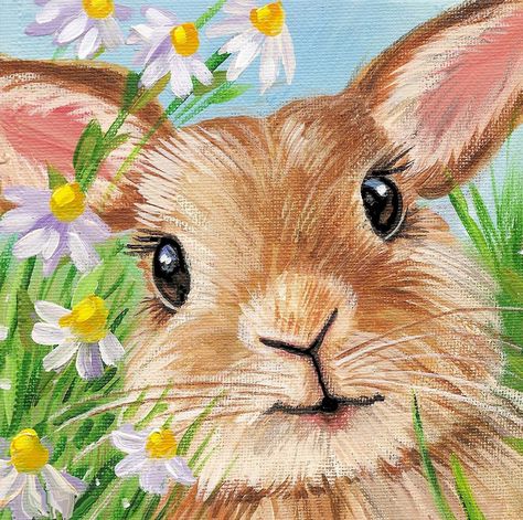 Judith Yates  — Easter Bunny    (960×954) Easter Canvas, Easter Paintings, Bunny Painting, Posca Art, Hur Man Målar, Rabbit Art, Easter Art, Bunny Art, Spring Painting