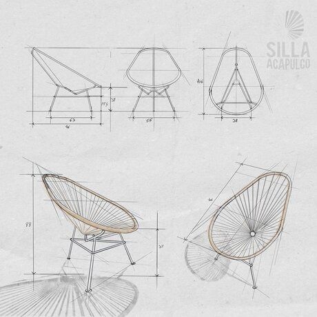 What is so special about the Acapulco chair design? | The Original Acapulco chair < La Silla Acapulco > Acapulco Chair, Spain Hotels, Elevation Drawing, Wire Chair, Chair Backs, Mid Century Modern Style, Bar Chairs, Leather Chair, Hanging Chair