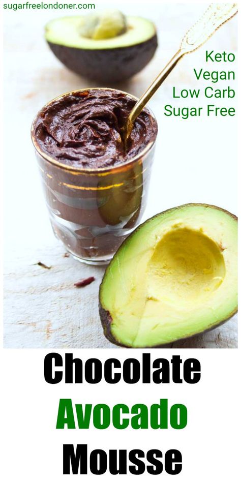 Chocolate avocado mousse is not only a super-easy dessert that comes together in minutes, it's also impossibly delicious! This sugar free Keto chocolate avocado pudding is creamy, silky and nutritionally dense. You cannot taste the avocado AT ALL! Vegan, low carb and suitable for diabetics. #avocado #chocolatemousse #sugarfree Avocado Recipes Dessert, Chocolate Avocado Mousse, Chocolate Avocado Pudding, Vegan Chocolate Pudding, Vegan Low Carb, Super Easy Desserts, Avocado Dessert, Avocado Mousse, Avocado Chocolate Pudding