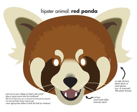 Panda Mask, Last Minute Halloween Costume, Hipster Animals, Therian Mask, Last Minute Halloween, Special Halloween, Last Minute Halloween Costumes, Animal Masks, Red Panda