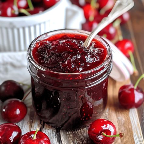 Homemade Cherry Jam Recipe - Delicious and easy-to-make, this cherry jam is perfect for your breakfast toast or desserts. Homemade Cherry Jam, Cherry Jam Recipe, Cherry Jam Recipes, Cherry Jam, Jam Recipe, Breakfast Toast, Homemade Jam, Jam Recipes, Gluten Free Vegetarian