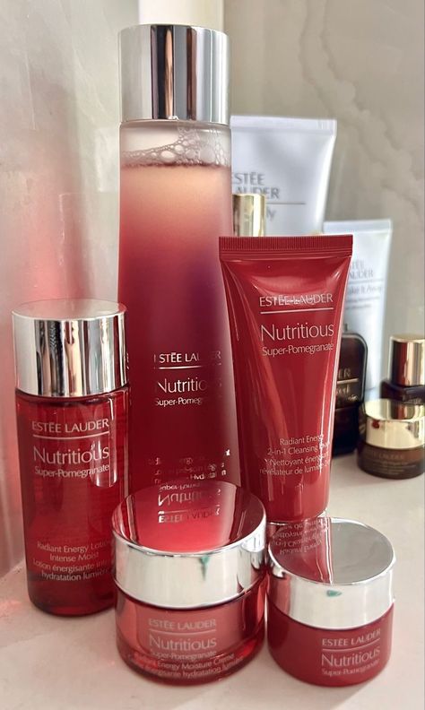 (っ◔◡◔)っ 🧼 Username:vibesallyear 🧼 #aesthetic #aestheticskincare #red #cute #nice #skincare Estee Lauder Skincare Aesthetic, Red Skin Care Aesthetic, Sheet Masks Aesthetic, Red Skincare Packaging, Red Clean Girl Aesthetic, Red Skincare Aesthetic, Estee Lauder Aesthetic, Red Wonyoungism, Red Girly Aesthetic