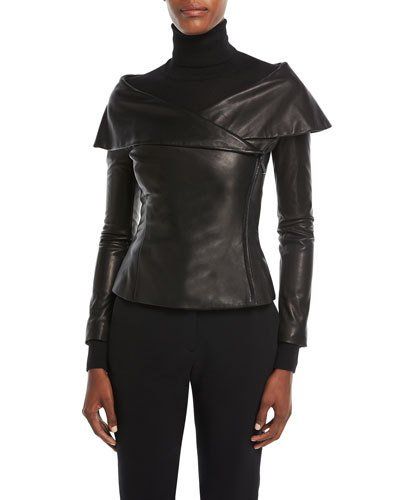 Leather Tops, 1800s Fashion, Faux Leather Top, Cross Neck, Lambskin Leather Jacket, Slim Fit Jackets, Real Leather Jacket, Ralph Lauren Collection, Lady Biker