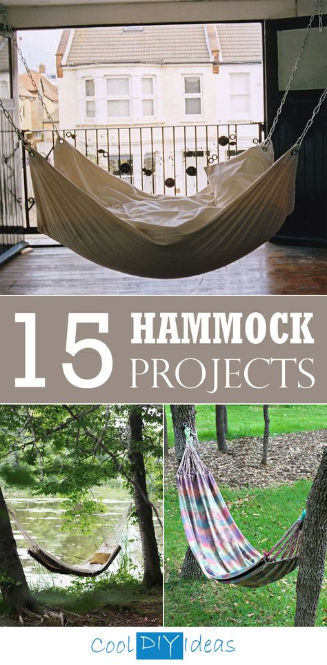 What's a better way to spend a lazy summer afternoon than hanging in a hammock you built yourself? Here are 15 fantastic DIY hammock projects. Backyard Hammock Ideas, Hammock Ideas, Community Ideas, Ideas For Backyard, Backyard Hammock, Diy Hammock, Hammock Stand, Diy Pins, Plywood Furniture