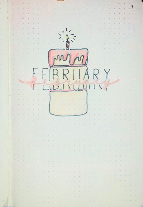 February Birthday Month, Birthday Month Journal Ideas, Bujo Birthday Month, Birthday Month Journal Cover, Birthday Month Bujo Theme, Birthday Bujo Theme, Bullet Journal Birthday Page, Birthday Month Bullet Journal, Bullet Journal Month Page