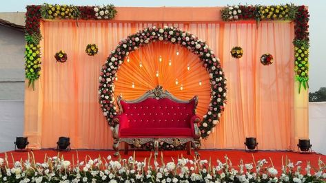 Simple Wedding Stage Decoration At Home ||Marriage Wedding Stage Decoration Wedding Backdrop Design Indian, Small Stage Decoration For Wedding, Stage Decorations Wedding Receptions, Engagement Stage Decoration Backdrops, Simple Stage Decorations For Engagement, Wedding Reception Stage Decorations Backdrops, Engagement Background Decoration, Reception Stage Decoration Backdrops, Simple Wedding Stage