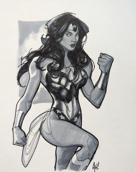 Likes Adam Hughes, Wonder Woman Art, Art Gallery Room, Dynamic Poses, Gallery Room, Dc Comics Art, Comic Book Artists, Copic, Traditional Art