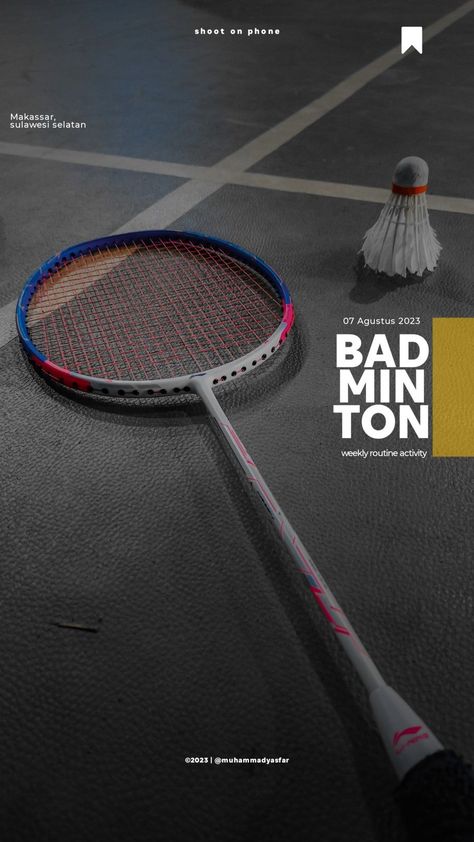 Badminton typography#Badminton_Story_Ideas #Badminton_Poster_Design #Badminton_Wallpaper #Badminton_Aesthetic Badminton Story Ideas, Badminton Poster Design, Badminton Wallpaper, Typography Social Media, Sport Typography, Playing Badminton, Instagram Design Creative, A Daily Routine, Photoshop Design Ideas