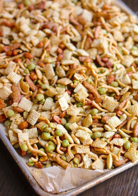 Asian Style Snack Mix | 12 Tomatoes Asian Snack Mix Recipe, Snack Mix Sweet, 12 Tomatoes Recipes, Honey Roasted Peanuts, Chex Mix Recipes, Bite Size Appetizers, Pellet Grill Recipes, Asian Snacks, Snack Mix Recipes