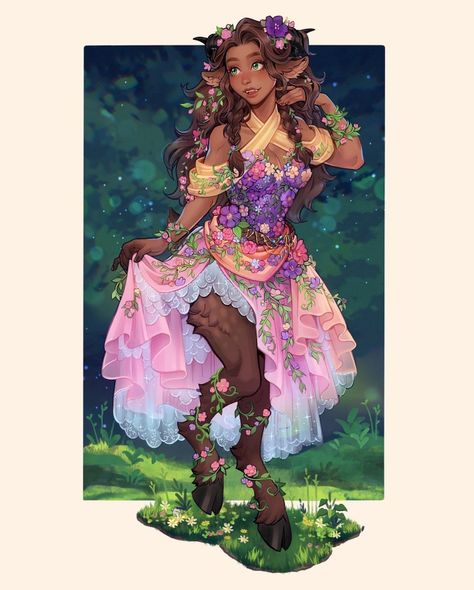 Satyr Art Female, Female Centaur, Dnd Druid, Dungeons And Dragons Characters, Dnd Art, Mythical Creatures Art, Female Character Design, Fantasy Clothing, Dnd Characters