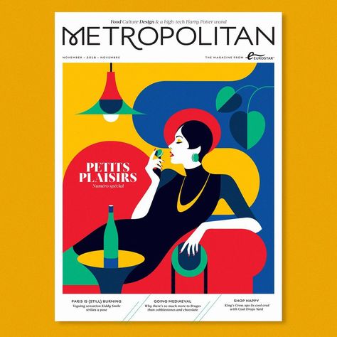 “Petits Plaisirs” : November cover for Metropolitan magazine by @eurostar #insta Magazine Design Cover, Malika Favre, Book And Magazine Design, Art Deco Posters, Magazine Layout, Portrait Illustration, Flat Illustration, Editorial Illustration, Op Art