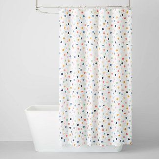 Kids Shower Curtain : Target Fun Kids Bathroom Target, Unisex Kids Bathroom Ideas, Colorful Kids Bathroom, Kids Bathroom Shower, Kids Bathroom Shower Curtain, Polka Dot Bathroom, Shower Curtain Kids, Hunt House, Fun Kids Bathroom