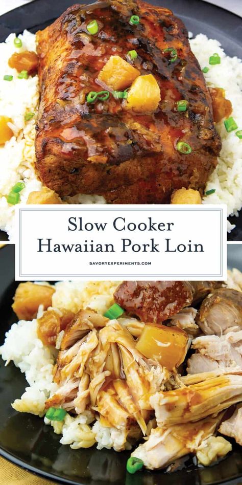 Hawaiian Pork Loin, Pork Loin Recipes Slow Cooker, Hawaiian Pork, Slow Cooker Pork Loin, Pork Loin Recipe, Pork Loin Roast Recipes, Pork Loin Recipes, Pork Dinner, Tenderloin Recipes