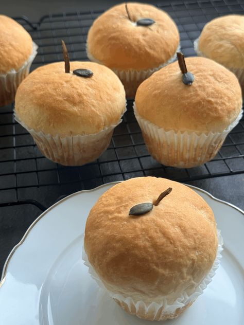 Indulge in these soft, fluffy apple cream buns, crafted to look like adorable apples! Filled with a sweet apple filling and luscious homemade pastry cream, they’re baked to golden perfection and topped with playful cinnamon sticks and pumpkin seeds for that perfect apple stem and leaf touch. Follow Apple Buns, Cream Buns, Cream Bun, Homemade Pastry, Apple Cream, Apple Stem, Homemade Pastries, Vanilla Paste, Apple Filling