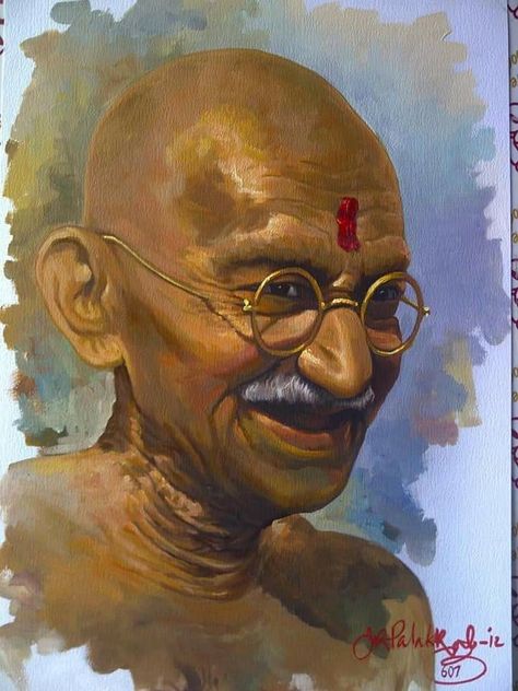 Competition Painting, Mk Gandhi, Gandhi Ji, School Works, Colorful Animal Paintings, Ganesh Art Paintings, 3d Wall Painting, Gandhi Jayanti, Swami Samarth