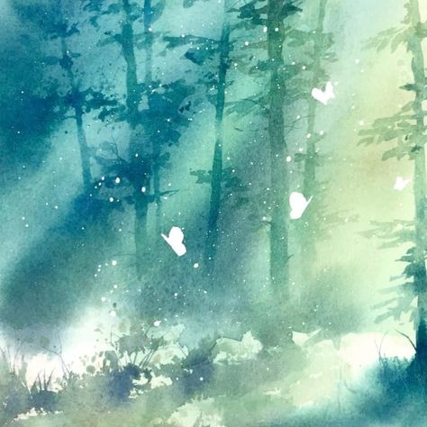 Katrina Pete on Instagram: “Painting light in watercolor.. I will be posting a new class on #skillshare soon! Step by step, I will show you how I painted the rays of…” Light In Watercolor, Painting Light, Watercolor Forest, Forest Light, Instagram Painting, Show Lights, New Class, I Will Show You, Light Painting