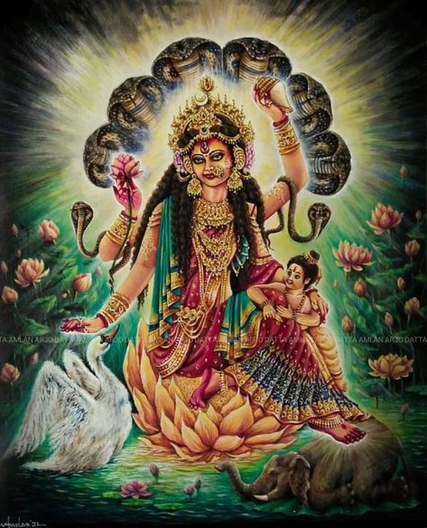 Manasa Devi, Mansa Devi, Tara Goddess, Devin Art, Devotional Images, Durga Ji, Ma Durga, Hanuman Ji Wallpapers, Contemporary Folk Art