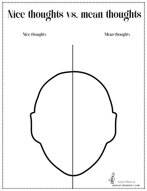 Thoughts Worksheet, Child Therapy Activities, Sel Activities, Group Therapy Activities, Counseling Games, Art Therapy Directives, Coping Skills Activities, Nice Thoughts, Cbt Therapy