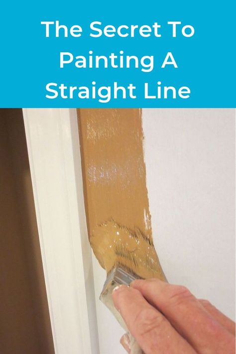 How to make a straight line up against the trim with your wall paint? Who knew this hack would be so awesome! #diy #home Painting Laminate Countertops, Painting Fabric Furniture, Restoration Hardware Table, Straight Line, Painting Kitchen Cabinets, Straight Lines, Painting Tips, How To Paint, Home Repair