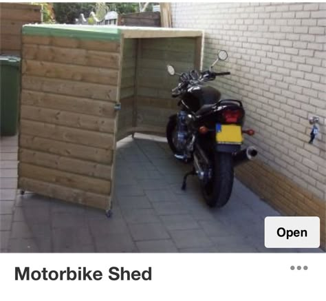 Motorcycle Storage Garage, Motorbike Shed, Motorbike Storage, Motorcycle Storage Shed, Outdoor Bike Storage, Lawn Mower Storage, Motorcycle Storage, Bicycle Painting, Storage Garage