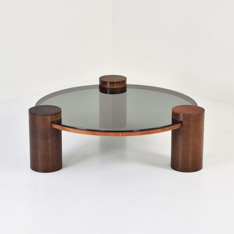 For sale: Brutalist coffee table in wenge en smoked glass, 1950's | #vntg #vintage Coffee Table Glass, Old Coffee Tables, Table Glass, Glass Coffee Table, Table Desk, Table Design, Vintage Design, Vintage Designs, Coffee Table