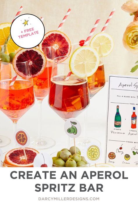 Spritz Glassware, Spritz Bar Sign, Diy Aperol Spritz Bar, Diy Spritz Bar, Aperol Spritz Cart, Spritz Bar Ideas, Spritz Station, Aperol Spritz Station, Spritz Party