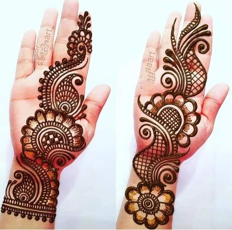 Mehendi Designs Begginer, Full Hand Mehndi Designs For Kids, Mehandi Designs For Small Hands, One Line Mehendi Design, Mehndi Designs Back Side Simple, Simple Bel Mehndi Designs, Cone Designs For Hands Simple, Arabian Mahendi, Mandi Design