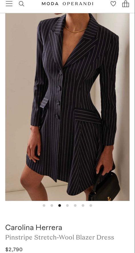 Power Suits For Women, Old School Outfits, 1990s Fashion, Business Dresses, Stripe Skirt, Professional Outfits, Suit Fashion, Carolina Herrera, Blazer Dress