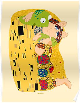 Klimt muppets Poster Kermit And Miss Piggy, Most Famous Paintings, The Muppets, Miss Piggy, Art Parody, The Kiss, Gustav Klimt, Teaching Art, Art Plastique