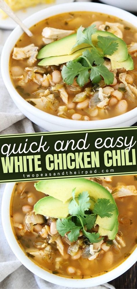 White Chicken Chilli, Chicken Chili Recipe Easy, Easy White Chicken Chili, White Chicken Chili Recipe Crockpot, Yummy Bowl, Chili Easy, Chicken Chili Crockpot, White Bean Chicken Chili, Slow Cooker Chicken Chili