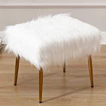 Upholstered Entryway Bench, Faux Fur Ottoman, Ottoman White, Fur Ottoman, White Ottoman, Shaggy Dog, Bed Stool, Dog Bench, Foot Rest Ottoman