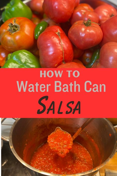 Take your garden fresh tomatoes and peppers and turn them into salsa with this easy recipe. Water bath can it so you can enjoy it all year long. Water Bath Salsa, Fresh Garden Salsa, Garden Fresh Salsa, Salsa Canning Recipes, Garden Salsa, Canning Salsa, Water Bath Canning, Fresh Salsa, Homemade Salsa