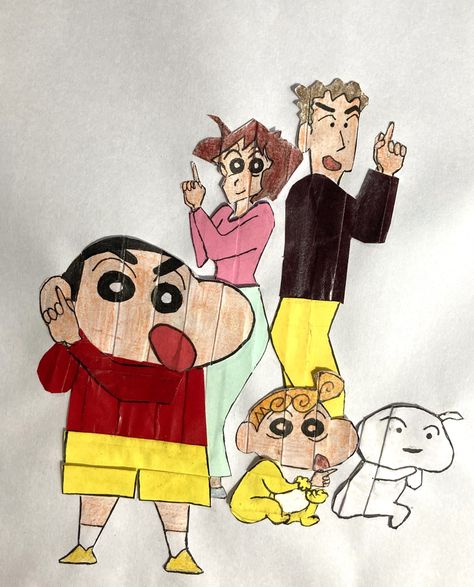 #paperpleating #shinchan #craft #papercraft #design #shinchanandfamily #pleating Paper Pleating, Paper Craft, Fallout Vault, Vault Boy, Paper Crafts, Fictional Characters, Design, Art