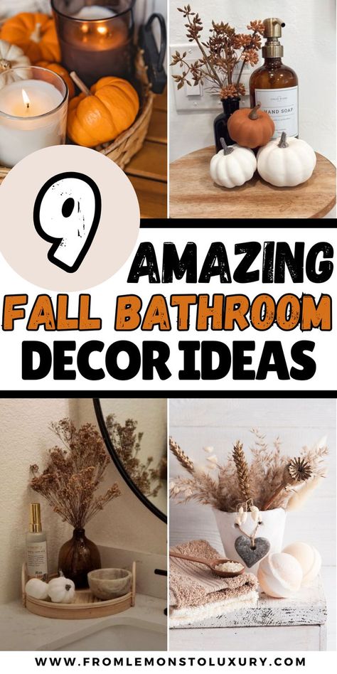 This article is all about fall bathroom decor ideas farmhouse, fall bathroom decor ideas modern, fall bathroom decor ideas. fall bathroom decor ideas boho, fall bathroom decor ideas small budget, fall bathroom decor ideas modern luxury, fall decorations for small bathroom, bathroom decorated for fall Fall Powder Room Decor, Fall Guest Bathroom Decor, Fall Restroom Decor Ideas, Fall Decor For Bathroom, Bathroom Tub Decor Ideas, Bathroom Decor Ideas Farmhouse, Bathroom Ocean Decor, Autumn Bathroom Decor, Soap Dispenser Diy