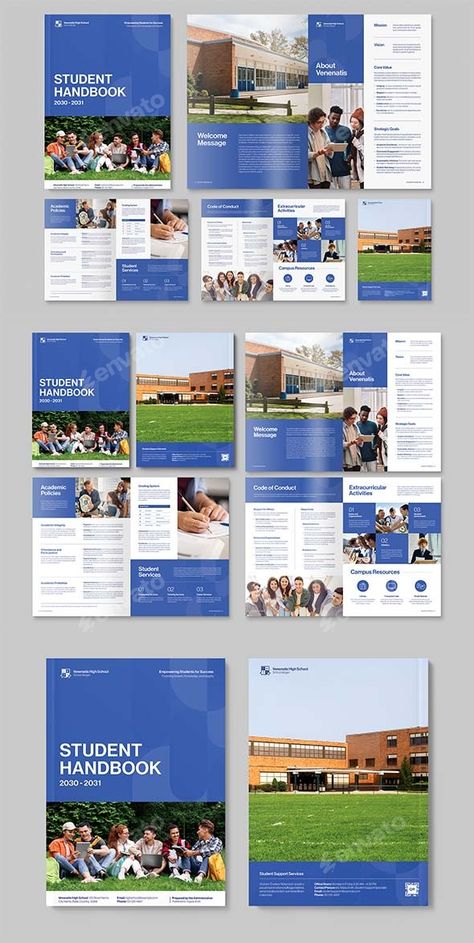 Student Handbook Template, Print Templates | GraphicRiver University Brochures, Health Powerpoint, Student Handbook, School Brochure, Student Services, Code Of Conduct, Indesign Templates, High Schools, Extra Curricular