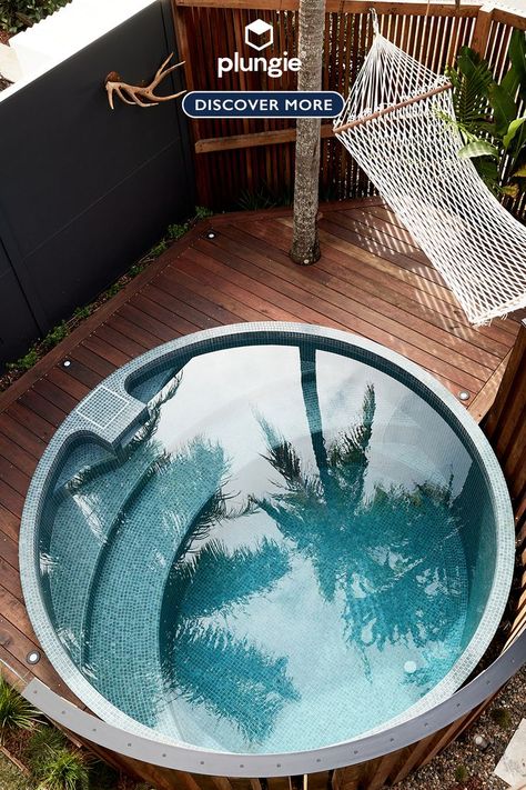 Our Plungie Arena, a design centrepiece in The Vela Properties development in Byron Bay, NSW. Sikata House, Concrete Pools, Round Hot Tub, Byron Bay Beach, Quiet Space, Stock Tank Pool, Round Pool, Small Pool Design, Pool Garden