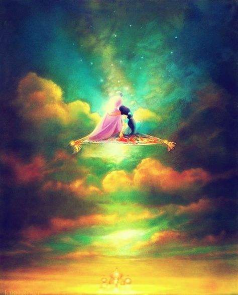 A whole new world. A new fantastic point of view. No one can tells us no, or where to go. They say we're always dreaming. Sky New, Disney Fine Art, Gif Disney, Aladdin And Jasmine, Disney Fantasy, Disney Artwork, Disney Aladdin, Disney Life, Photo Vintage