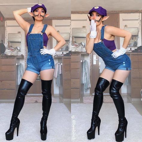 Waluigi (Mario) Unexpected Pictures, Spongebob Costume, Iconic Couples, Emily Corpse Bride, Funny Cosplay, Pop Icons, Creative Costumes, Cosplay Diy, Corpse Bride