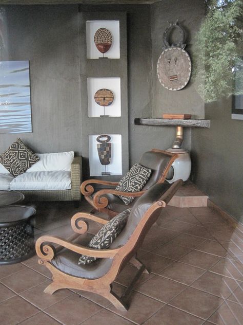 African Interior Design, African Furniture, African Inspired Decor, African Interior, River Lodge, Ethnic Decor, African Home Decor, African Decor, A Living Room