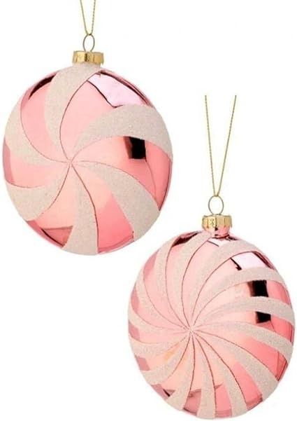 Amazon.com: Pale Pink Peppermint Starburst Candy Glass Christmas Ornament Set of 2 : Home & Kitchen Starburst Candy, Pink Peppermint, Holiday Gift List, Candy House, Christmas Holiday Decor, Festive Holiday Decor, Glass Candy, Christmas Ornament Sets, Glass Christmas Ornaments