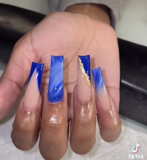 Royal Blue Long Nails, Royal Blue Ombre Nails, Royal Blue Prom Nails, Black And Blue Nails, Candy Nail Art, Royal Blue Nails Designs, Dance Nails, Acrylic Nails Yellow, Blue Prom Nails