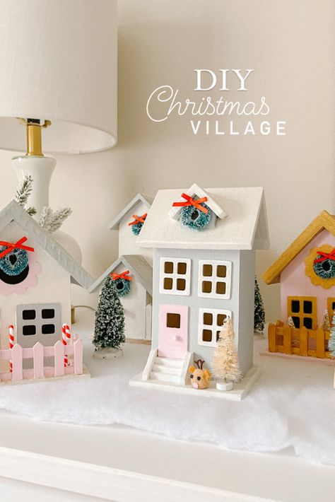 Diy Xmas Village Display, Christmas Village Display Ideas Diy, Cardboard Christmas, Diy Christmas Village, Christmas Houses, Christmas Village Houses, Christmas Village Display, Glitter Houses, Christmas Town