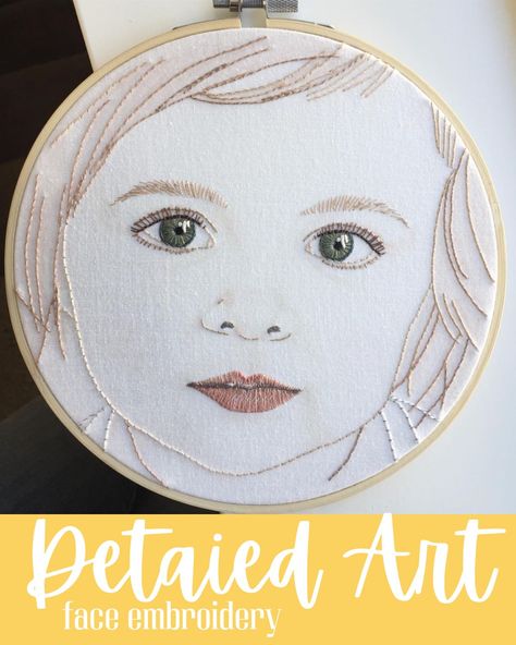 Face Embroidery, Portrait Embroidery, Embroidery Hoop Art Diy, Embroidered Portrait, Embroidery Stitching, Hand Embroidery Videos, Diy Embroidery Patterns, Hand Embroidery Kit, Handmade Embroidery Designs