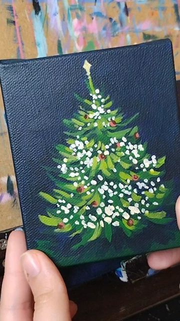 Mini Christmas Paintings Easy, Sip And Paint Christmas Ideas, Mini Canvas Paintings Christmas, Easy Painting Ideas On Canvas Christmas, Mini Canvas Christmas Paintings, Cute Christmas Paintings On Canvas Easy, Mini Christmas Paintings, Acrylic Christmas Paintings, Christmas Gouache